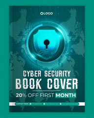 Cyber security modern book cover or flyer template, Cybersecurity Information safety booklet design or flyer