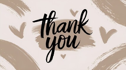 Fototapeta premium Handmade thank you card with modern calligraphy and neutral color palette for expressing gratitude