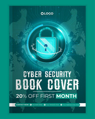 Cyber security modern book cover or flyer template, Cybersecurity Information safety booklet design or flyer