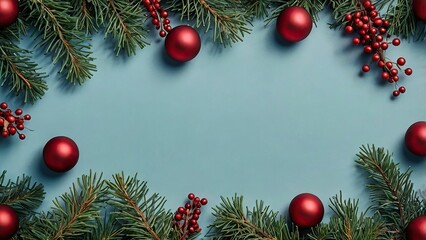 Free Photo christmas wreath with bells and ribbon greeting card Christmas border with copy space festive background