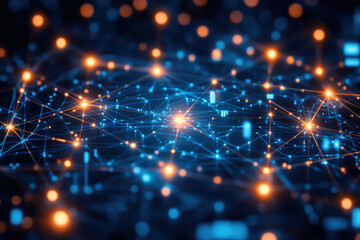 Network Connections with Blue and Orange Lights