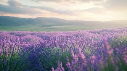 Obraz premium A sky filled with clouds, with a mountain range in the background, surrounded by a field of vibrant purple flowers