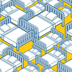 Bed pattern seamless. Bd with blanket and pillow background. texture for fabric