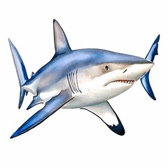 Fototapeta premium Elegant Watercolor Painting of a Shark Swimming