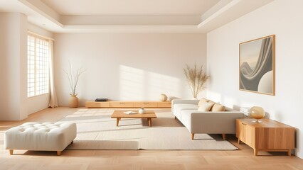 Fototapeta premium Japandi Minimalist Living Room