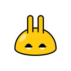 Bunny drop with ears. Funny creatures. Cute cartoon rabbit.