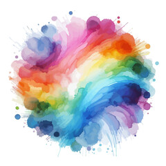 Colorful watercolor hand drawn paper texture torn splatter banner. Wet brush painted spots and strokes.