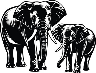 Fototapeta premium elephant silhouette vector illustration.