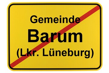 Illustration eines Ortsschildes der Gemeinde Barium (Lkr. Lüneburge) in Niedersachsen