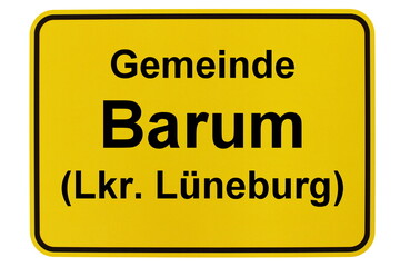 Illustration eines Ortsschildes der Gemeinde Barium (Lkr. Lüneburge) in Niedersachsen