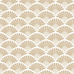 Classic Beige Boho Vintage Art Deco Fan Palmette Abstract Geometric Seamless Vector Repeat Pattern