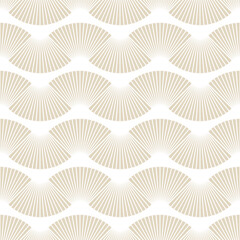 Fototapeta premium Vintage Art Deco Tan Minimal Classic Fan Wave Abstract Geometric Seamless Vector Repeat Pattern