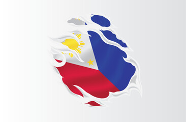 Philippines flag ripped icon illustration