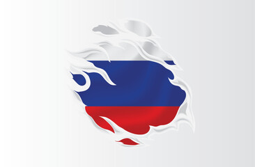 Russia flag ripped icon illustration