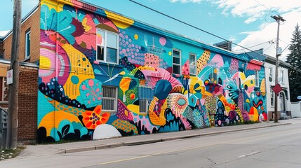 A vibrant street mural celebrating the spirit of Labour Day