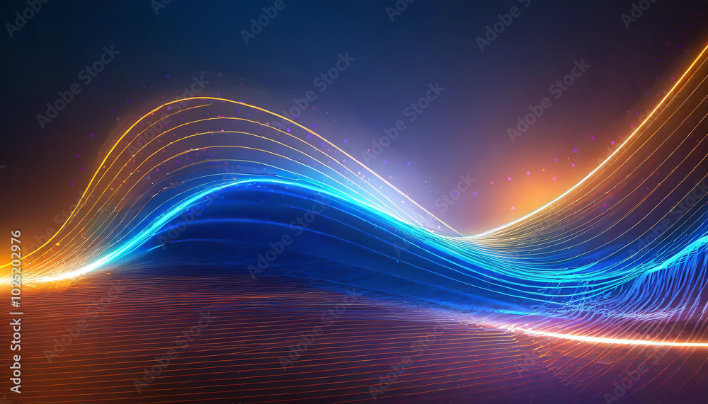 Poster colorful abstract light waves creating a dynamic visual effect in a dark setting