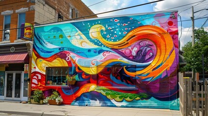 A vibrant street mural celebrating the spirit of Labour Day