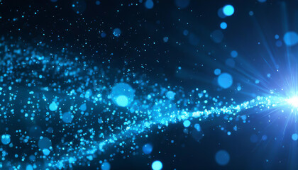 Obraz premium A burst of blue light and sparkling particles in a dark space, creating a magical atmosphere in a digital art concept