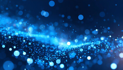 Bright blue bokeh lights swirl beautifully, creating a mesmerizing abstract pattern in a dark background during nighttime