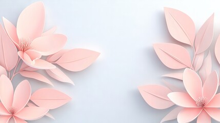 Naklejka premium A field of pink flowers set against a light blue backdrop, perfect for adding a photo or text to a card or brochure