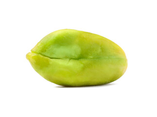 One peeled pistachio nut isolated on white