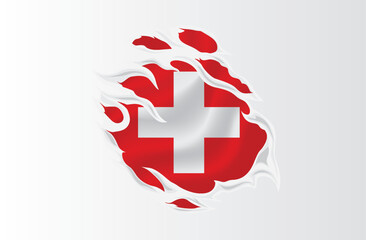 Switzerland flag ripped icon illustration