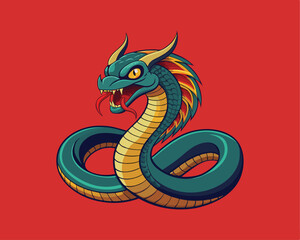 Fototapeta premium Fierce Serpent Vector Illustration – Striking Snake silhouette vector illustration.