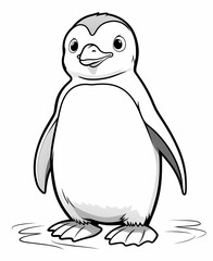 Fototapeta premium Penguin line art vector illustration isolated on a white background 