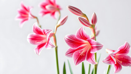 Obraz premium Pink Amaryllis flowers called Pink Rival isolated with white highlights, png