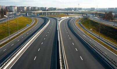 Aerial view of empty modern expressway
