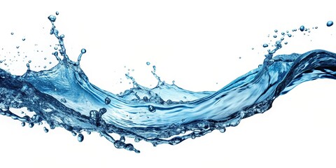 Isolated image of water splashing on a white background creating a stunning reflection, bubble, motion, aqua, abstract, white background, creative, clear, isolated, ripple, freshness