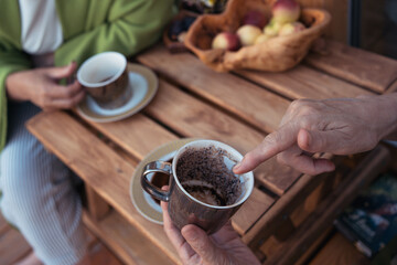 fortune telling and predictions on sediment of coffee ground
