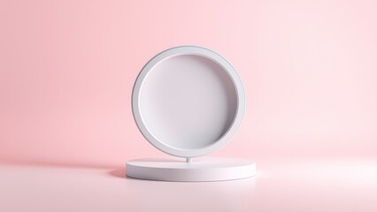 Podium for product presentation on soft light colour background.