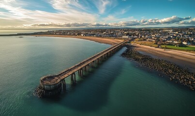Obraz premium Aerial view of Princes Pier and water