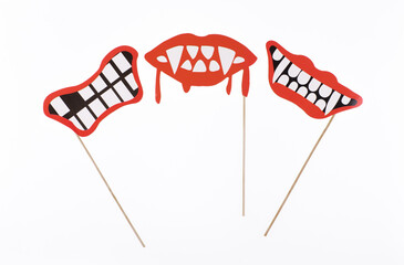 festive paper accessories for halloween party isolated on white background