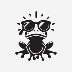 Frog with sunglass logo icon vector illustration