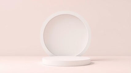 Podium for product presentation on soft light colour background.