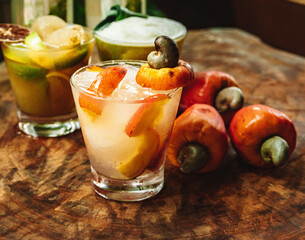 Glass of caju juice drink	