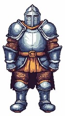 Fototapeta premium Armored knight illustration with a sword and shield, ideal for medieval-themed posters, fantasy art, and historical illustrations.