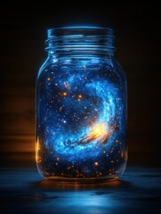 Jar with a galaxy inside of it