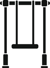 This vector icon represents a swing set, a common piece of playground equipment found in parks and outdoor play areas