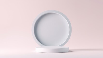 Podium for product presentation on soft light colour background.