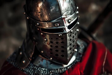 Armored knight illustration with a sword and shield, ideal for medieval-themed posters, fantasy art, and historical illustrations.