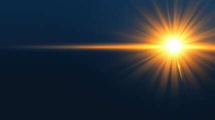 Obraz premium The warm glow of the sun rises above the horizon, illuminating the early morning sky with vibrant rays and creating a peaceful ambiance at dawn
