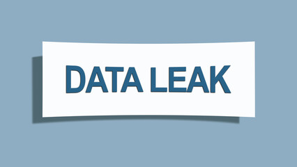 Data leak. A card isolated on blue background.
