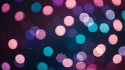 Soft-focus abstract bokeh light effects in vibrant pink, purple, and blue tones, creating a dreamy, festive atmosphere.