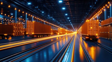 Retro-Themed Transport Warehouse with Goods Movement