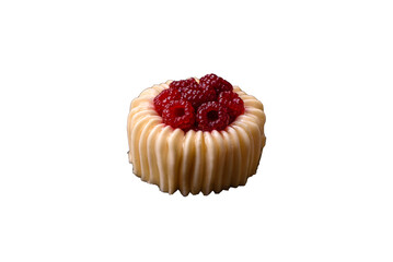 Sweet mousse tart with raspberries and filling