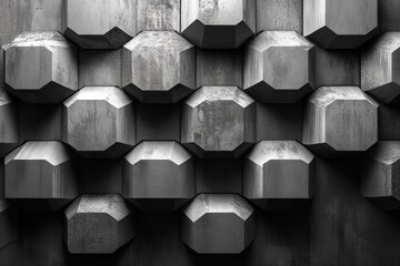 Abstract geometric pattern of concrete blocks.