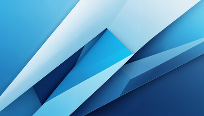 Obraz premium Modern geometric shapes, blue gradient background, dynamic composition, minimalist design, corporate branding concept